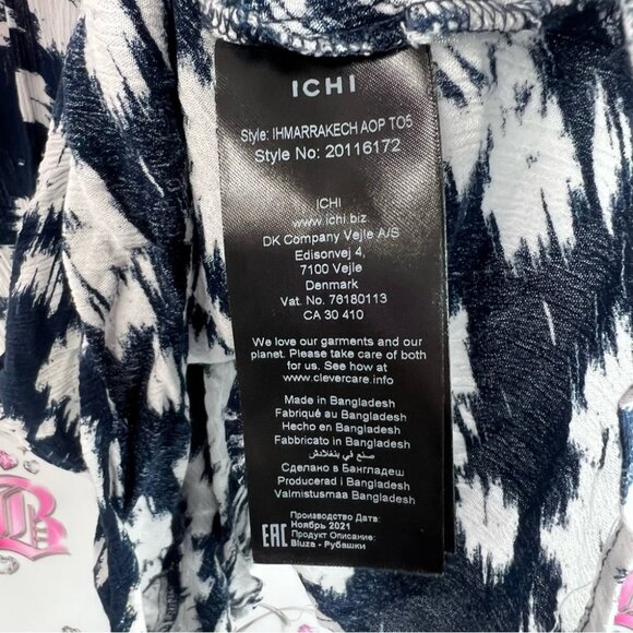 Ichi tank top flowers flowy ruffle detail Floral Print Sleeveless Top navy blue - Picture 9 of 11